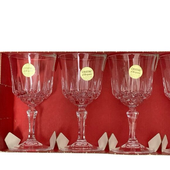 Vintage Cristal DArques France Genuine Lead Crystal Stemware Wine Glass Set of 6 - Picture 3 of 12
